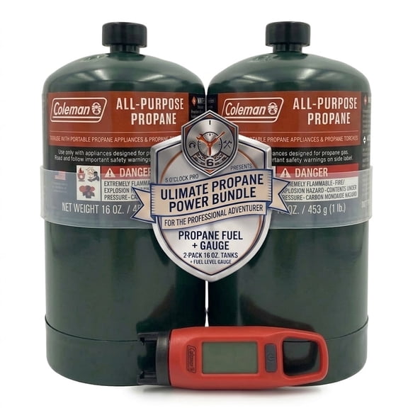 Coleman All-Purpose Propane 16 oz. Cylinders (2-Pack) with Coleman Digital Propane Fuel Gauge