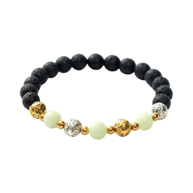 Pulsera elástica de cuentas luminosas con dijes para parejas Amarillo y verde