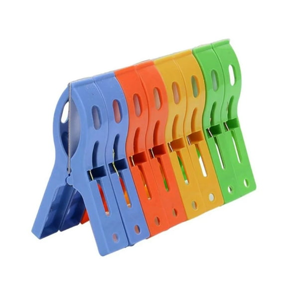 Tkrady Beach Towel Clips Chair Clips Towel Holder, Clothes Pegs Hanging Clip Clamps, Yellow,Blue,Green,Orange (Pack of 8)