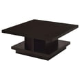 thumbnail image 3 of Coaster Table Basse Carrée Contemporaine en Bois avec Piédestal en Cappuccino, 3 of 8