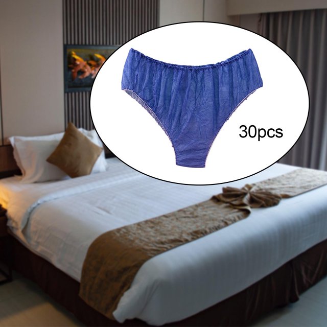 30x Ropa Interior Desechable No Tejida Bragas Cómodas Portátiles, Cintura Elástica Ajustable Suave para Salón de Negocios Hotel SPA Azul Salvador ropa interior bragas