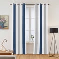 thumbnail image 2 of Navy Blue Striped Kitchen Curtains 84 Inch Length, Geometric Grey White Vertical Stripes Grommet Top Bedroom Living Room Curtains, Light Filtering Cafe Curtain Drapes 2 Panels Set 84''x84'', 2 of 9