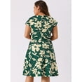 thumbnail image 4 of DARING DIVA Plus Size Fashion Cap Sleeve V Neck Above Knee Dress 1X Dark Green, 4 of 6