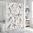 thumbnail image 5 of Spring Bird Shower Curtain Set - 48" x 72" Washable Bathtub Curtain with 12 Hooks, Retro Leaf Flower Branch Animal Watercolor Waterproof Fabric Stall Shower Curtains for Bathroom/Bathtub Décor, 5 of 6