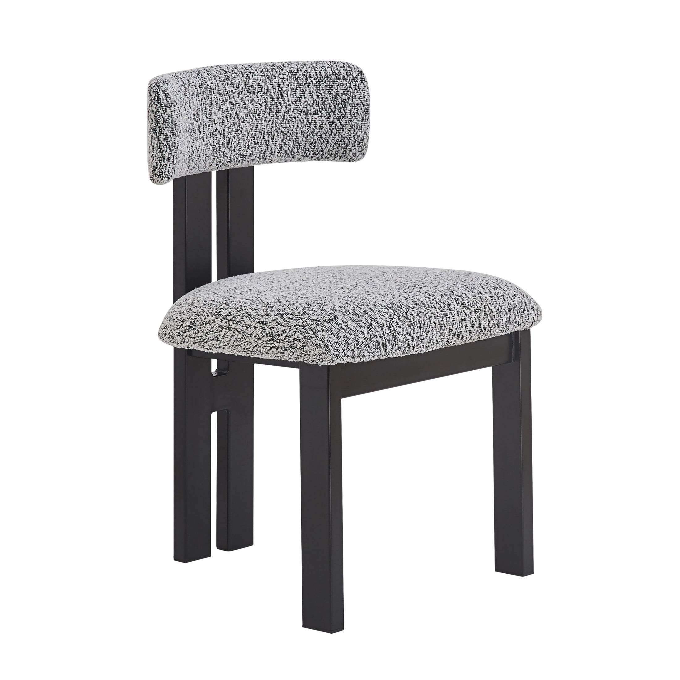 Simplicity Armless Dining Chairs with U-Shaped Seats & Metal Legs, White+Black, Set of 2