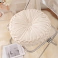 thumbnail image 6 of SHANNA 2 Pack Round Velvet Seat Cushion Pleated Pumpkin Floor Throw Pillow 14''x14'' Soft Decorative for Bed Sofa Couch Car Seat, Beige, 6 of 11