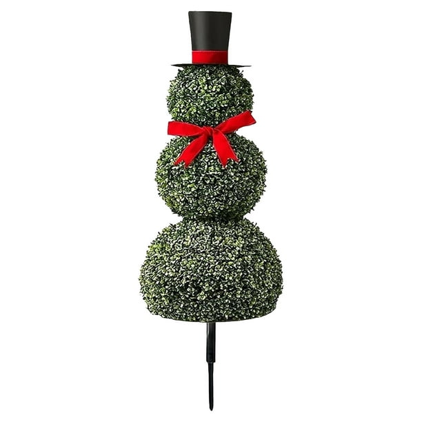 Topiarios Navideños Boj Con Lazo Topiario Muñeco Nieve para Porche (estilo 2) Rojo