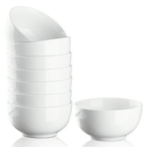 10 Ounce Porcelain Bowls Set, 8 Pieces 4.5 inch White Ceramic Bowls Set