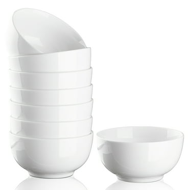 WhizMax 10 Ounce Porcelain Bowls Set 8 Pack Premium White Ceramic Bowls for Cereal, Soup, Salad