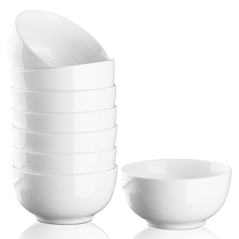 LIFVER 9inch Porcelain Soup Bowls Set of 4, 48 oz White Large Pasta Bowl,  Deep Serve Bowls for Salad/Cereal
