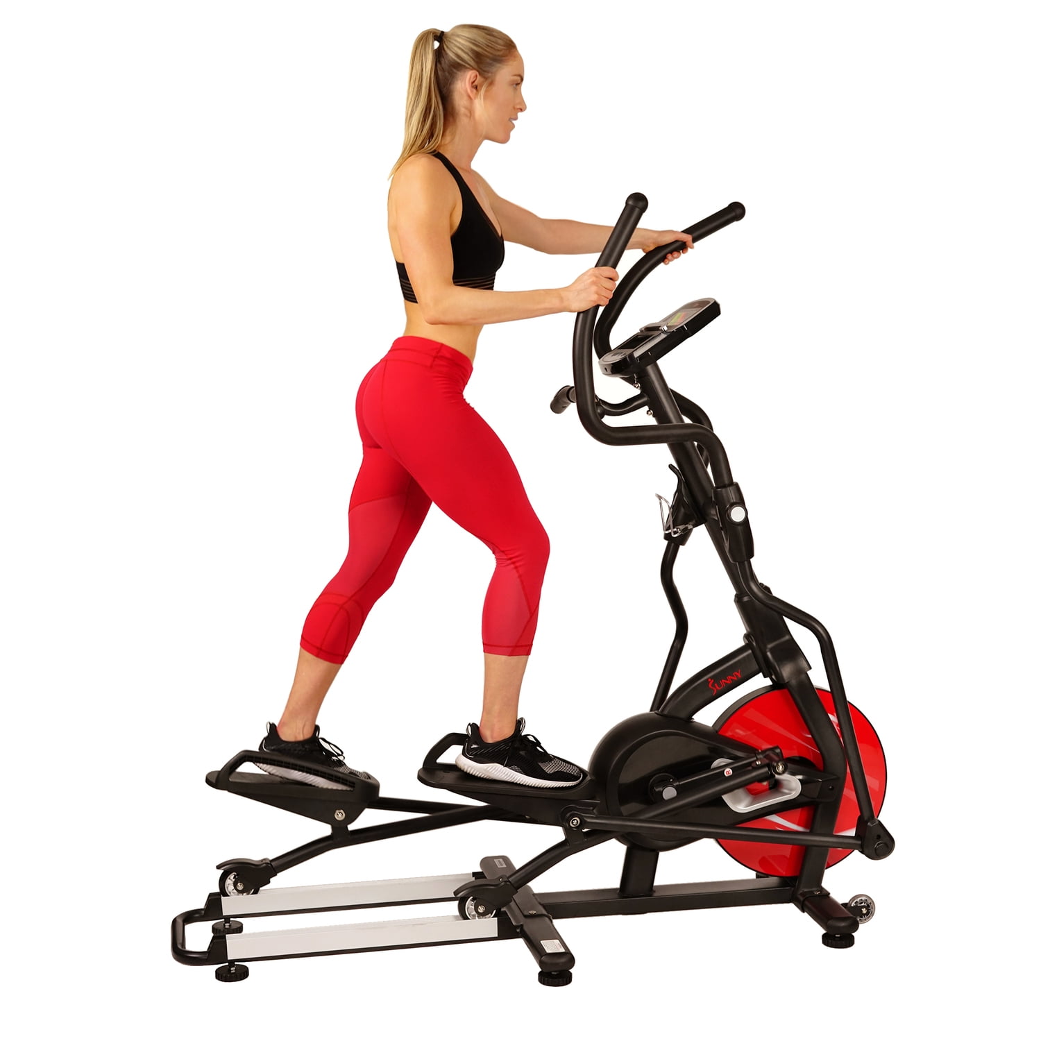 Sunny Health & Fitness Magnetic Elliptical Trainer Machine with LCD Monitor and Heart Rate Monitoring - Stride Zone, SF-E3865