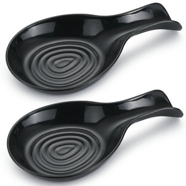 Jeaker Black Spoon Rest, Platic Spoon Holder, Kitchen Utensil Holder Pack of 2