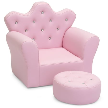 Best Choice Products Kids Upholstered Tufted Bejeweled Mini Chair Seat with Ottoman, (Best Emini Trading Room)