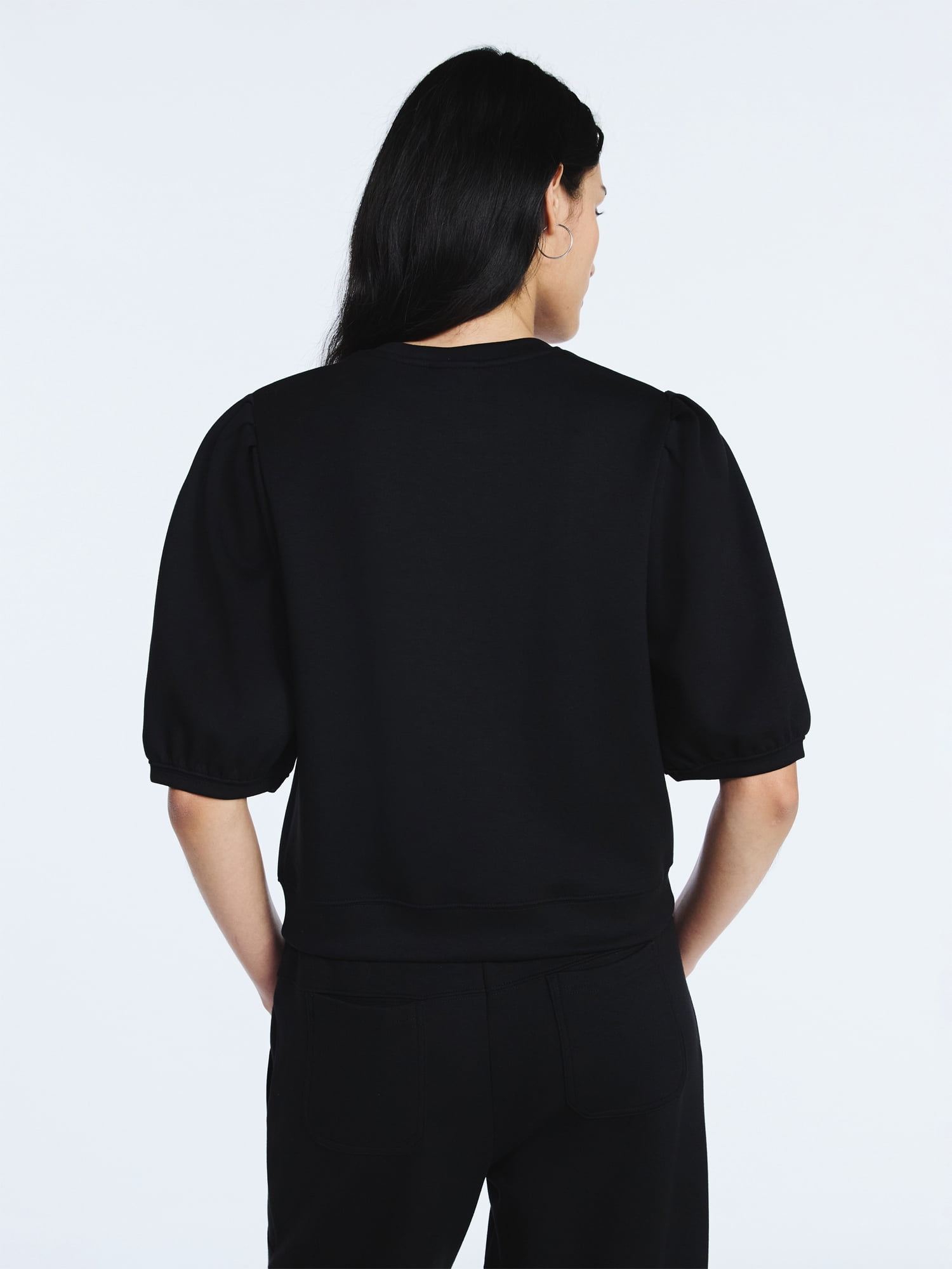Scoop Women's and Women's Plus New Scubaknit Pleated Sleeve Top, Sizes XS-4X