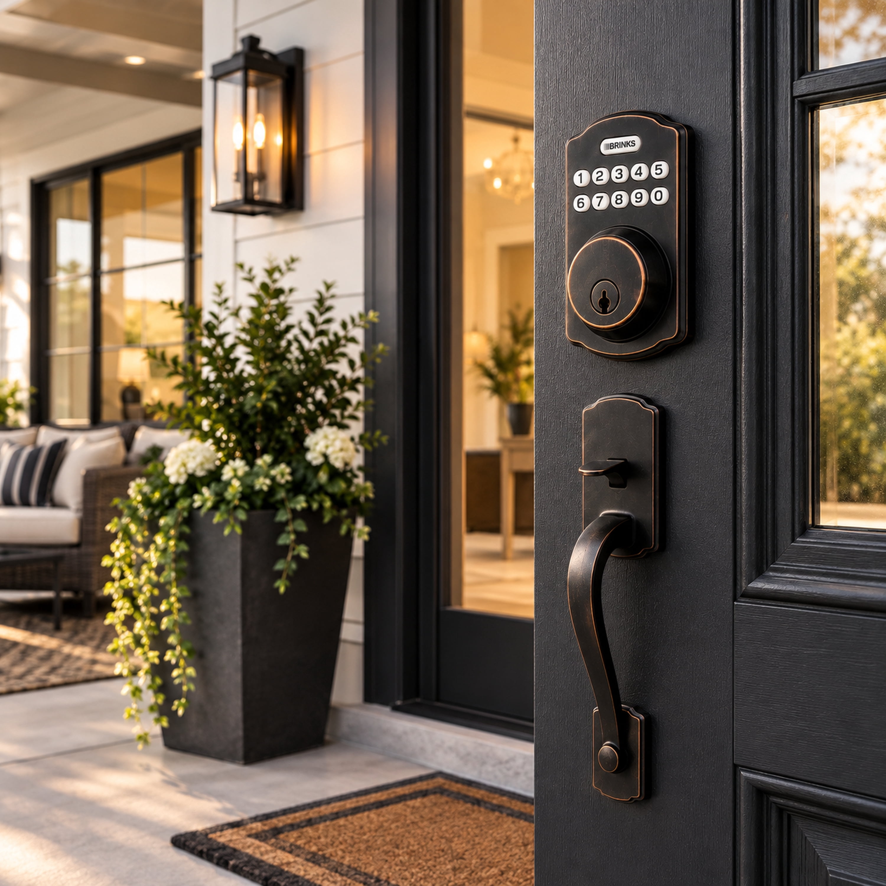 Brinks Electronic Keypad Single Cylinder Deadbolt Lock, Tuscan