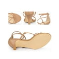 thumbnail image 2 of BLISSFUL STEP Strappy Knot Ankle Strap Kitten Heels Sandals for Women Nude 7, 2 of 6