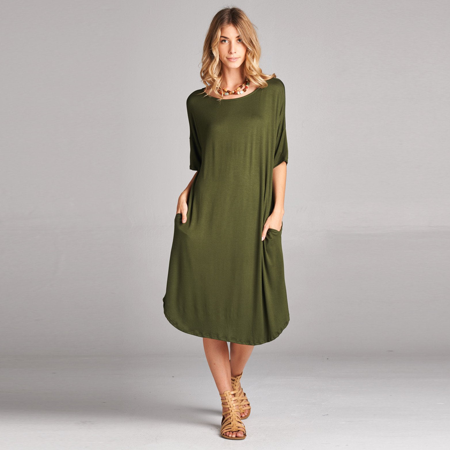 Relaxed Fit Dress with Pockets - Walmart.com
