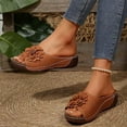thumbnail image 5 of Comfortable Non-Slip Solid Color Open-Toe Wedge Sandals for Women, Women's Lightweight Flowers Open Toe Sandals, Mesh Slip-on Wide Casual Slip Arch Support Orthopedic Slides, 5 of 6