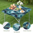 thumbnail image 4 of Blue Gold Wave Marble Pattern Square Fitted Tablecloth with Elastic Edge,Square Table Cover,Washable Elastic Table Cover for Home Kitchen Party Decor 36"x36", 4 of 6