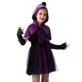 thumbnail image 4 of Liyamei Girls Purple Witch Dress with Cape Sleeveless Halloween Party Outfit 5-11Y, 4 of 5
