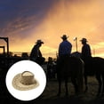 thumbnail image 6 of Suede Western Cowboy Hat Large Brim Panama Fedora Outdoor - Yellow, 6 of 7