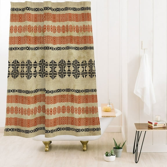 Society6 Sheila Wenzel-Ganny Orange Linen Tribal Shower Curtain 71" x 74"