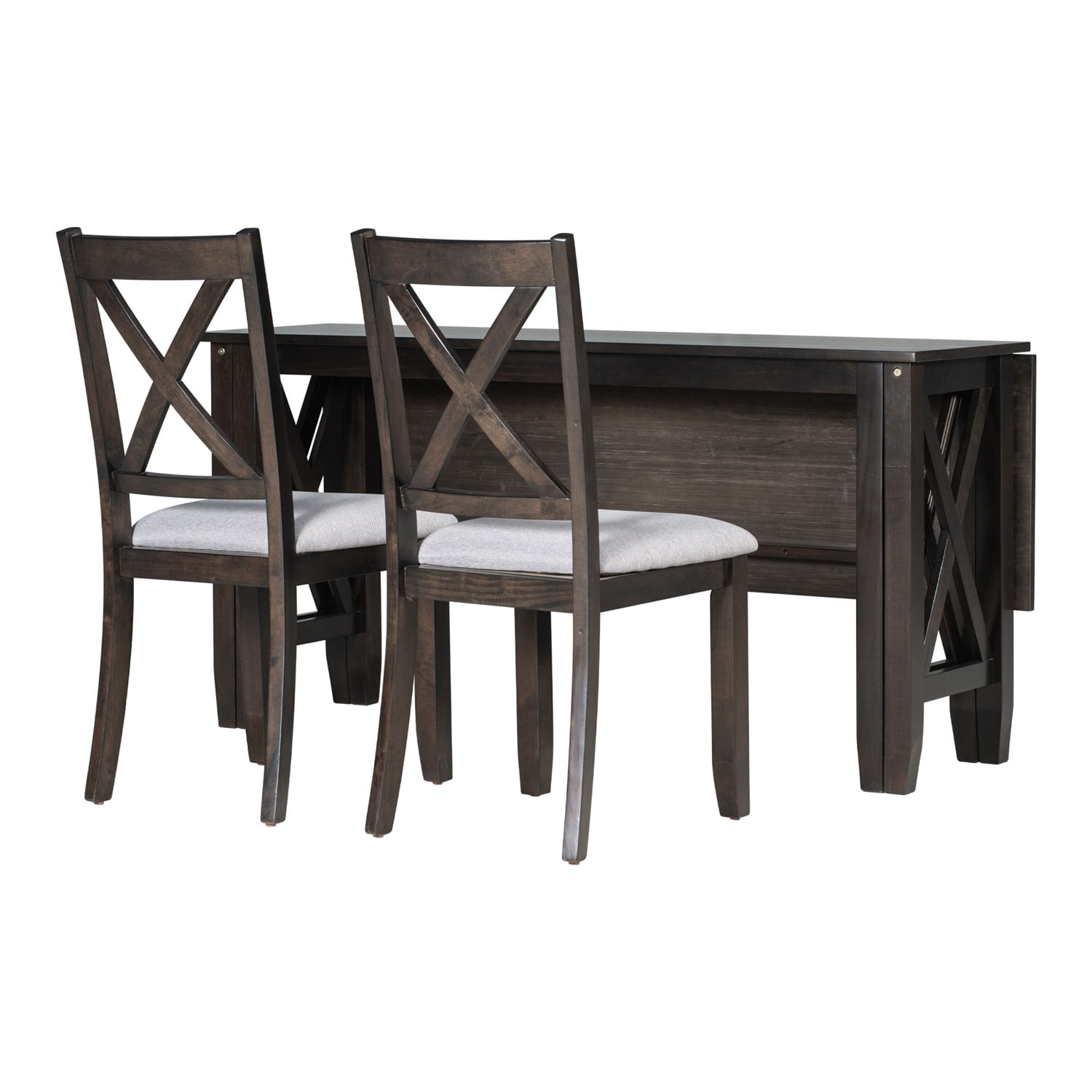 Kadyn Dining Table Set for 6, Living Room Table Set with Foldable Table and 4 Chairs with Bench, 6-piece Family Dining Room Set for Dining Room, Espresso Kadyn Dining Table Set for 6, Living Room Table Set with Foldable Table and 4 Chairs with Bench, 6-piece Family Dining Room Set for Dining Room, Espresso