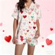 thumbnail image 5 of Set de Pijama Suave para Mujeres, Estampado de Pie Cuello de Bolsillo con Pantalones Cortos, 5 of 8