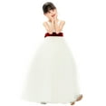thumbnail image 3 of Ekidsbridal Girl Bridesmaid Flower Girl Dress - V-Neck Ivory Tulle Dress with Tiebow 218noFT-A (Size: 2-12), 3 of 4
