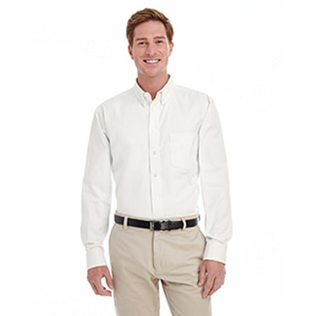 Foundation Sleeve - Harriton Men's Foundation 100% Cotton Long-Sleeve Twill Shirt with Teflon™