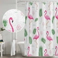 thumbnail image 5 of Pink Flamingos Shower Curtain, Waterproof Shower Curtains for Bathroom, Summer Green Tropical Palm Leaves Washable Fabric Bathtub Curtain Set Bath Decor with 12 Hooks 72"x78", 5 of 8
