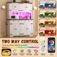 thumbnail image 4 of ANPOO 71" Tall Farmhouse Kitchen Pantry Cabinet with LED Light, Power Outlet & 8 Doors with Door-mounted Storage, Large Freestanding Storage Hutch with Open Countertop for Dining Room, Living Room, 4 of 7