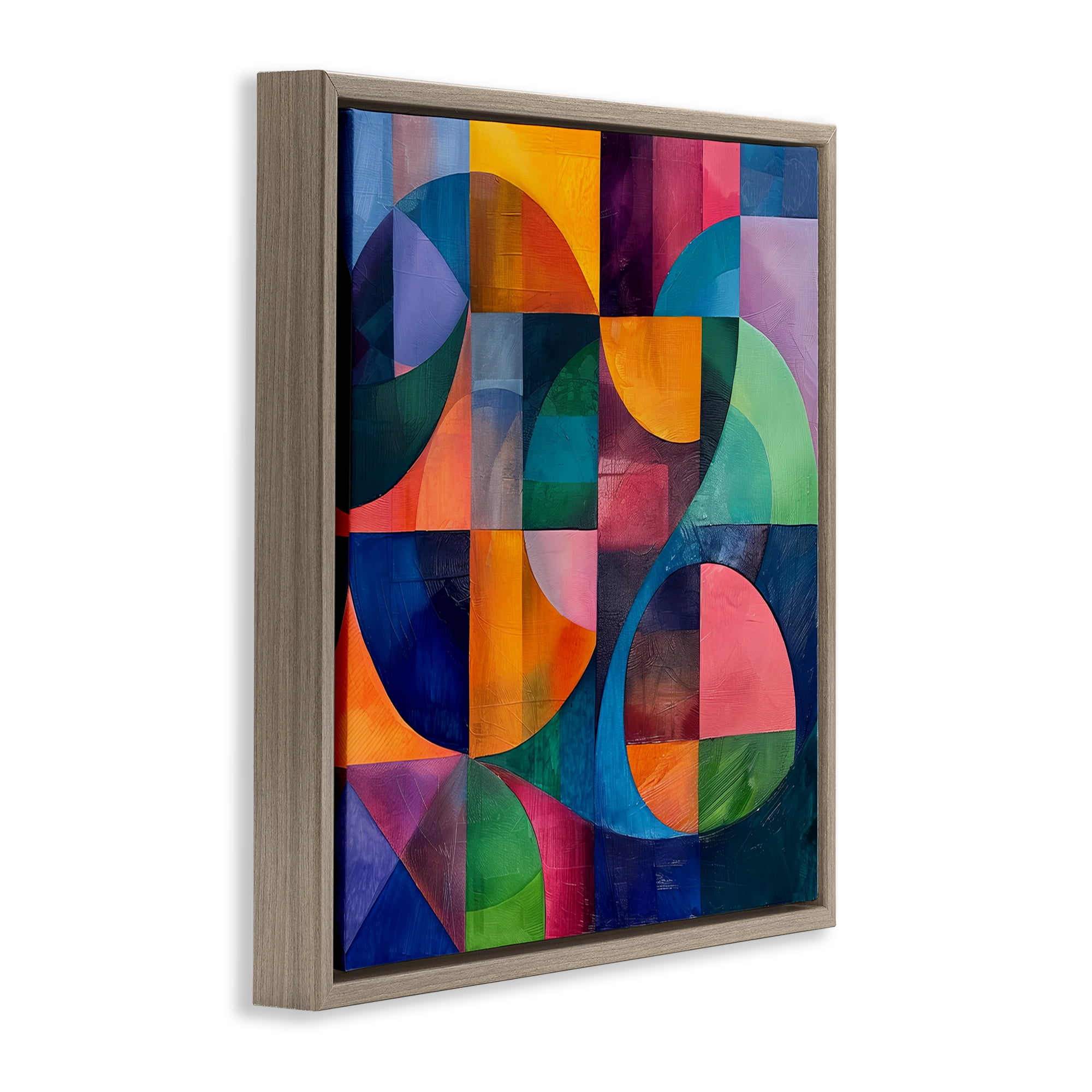 Stupell Industries Luminous Spectrum Shapes Abstract Painting Brown Floater Framed Canvas Art Print Wall Art, 18 x 18