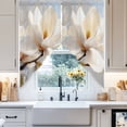 thumbnail image 4 of White Floral Swag Curtain Valance for Windows, Magnolia Flowers Window Treatments Short Swag Topper for Kitchen Windows Bathroom Bedroom, 36"x45", 4 of 8