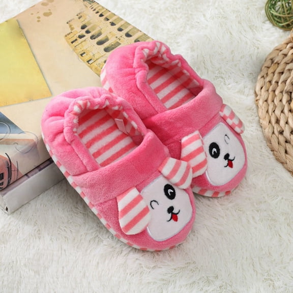CAIXIA Slippers for Kids with Memory Foam Lined Cute Animal Non- House Slippers for Toddler Girl Fluffy Warm Big Kids Indoor/outdoor Wear Girl Gifts
