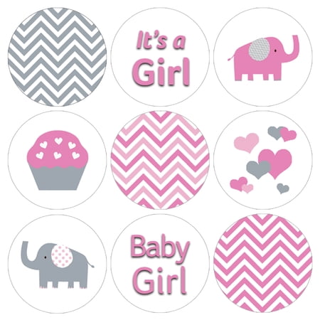 Pink Elephant Baby Shower Stickers 216ct Its A Girl Candy Labels