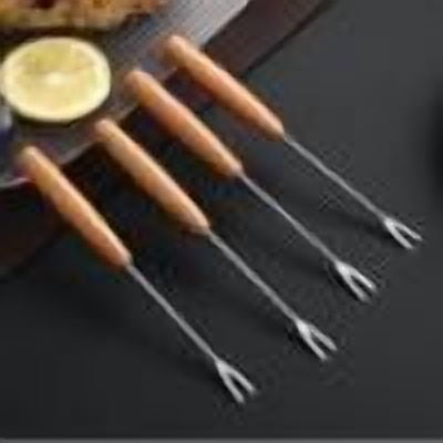 PEONAVET A Fork Stainless Steel Fruit Fork Fork With Wooden Handle