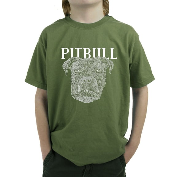 LA Pop Art Boy's Word Art T-shirt - Pitbull Face