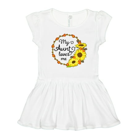 

Inktastic My Aunt Loves Me with Sunflower Wreath Girls Toddler Dress