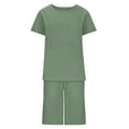 thumbnail image 5 of Bovxnpu Summer Casual Outfits For Women, 2 Piece Lounge Sets, Women's Fashion Leisure Solid Color T-shirt Shorts Two-piece Set XL, 5 of 5