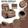 thumbnail image 3 of LuxyHoom Manual Lift Recliner Chair for Elderly with Massage and Heat, Heavy Duty 350 lbs Large Oversized Recliner with Infinite Positions, USB Ports & Cup Holders(Breathable Leather, Brown), 3 of 10