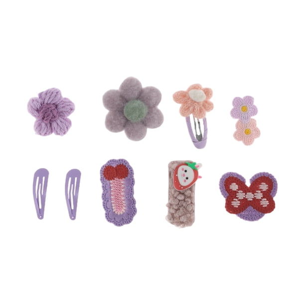 9 Piezas de Clips para el Cabello de Flores Lindas de Moda para Niñas y Niños en Color Púrpura