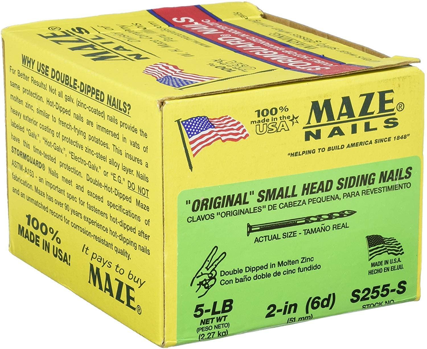 Buy MAZE NAILS S255S5 Double Hot Dipped Spiral Shank Small Head Siding Nail, 5Pound 6D 2Inch