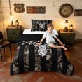 thumbnail image 3 of Manfei Farmhouse Camouflage Twin Comforter Sets, Vintage Camo Bedding Set, Urban Gray, Black Reversible, 2-Piece, 1 Comforter and 1 Pillowcase, 3 of 7