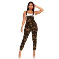 thumbnail image 2 of Cute Teen Girl Teen Girls's Denim Overalls Bib Strap Button Skinny Fit, Green Camo, 3, 2 of 5