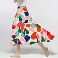 thumbnail image 2 of 2 Long Summer Skirts for Women 2025 Women's Fashion Flower Printing A Character Elastic Waist Big Leisure Time Skirt, 2 of 5