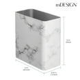 thumbnail image 3 of mDesign Stainless Steel Slim Rectangular 2.6 Gal/10 L Waste Basket, White Marble, 3 of 5