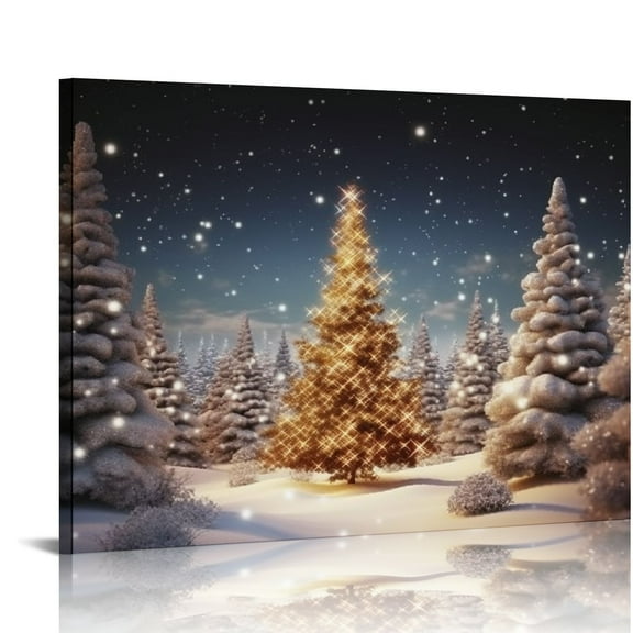 Shiartex  Canvas Wall Art, Christmas Tree Wall Decor Print Painting Gift Wall Living Room Bedroom Home Office Decoration Painting 20x16 in/16x12 in