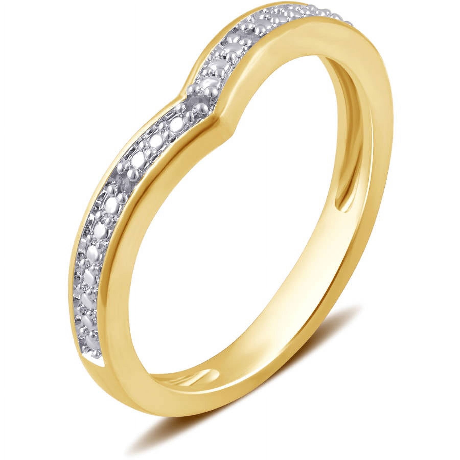 Arista Round Diamond Accent Women's Fashion Contour Wedding Band in 14K Yellow Gold plated Brass