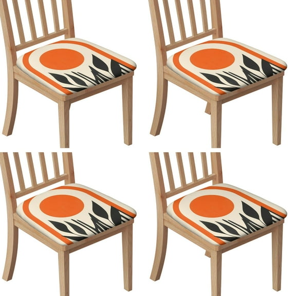 Boho Abstract Art Seat Covers for Dining Room Chairs Set Of 4,Stretch Printed Washable Chair Seat Cover with Elastic Ties and Button,Removable Waterproof Couch Cushion Covers